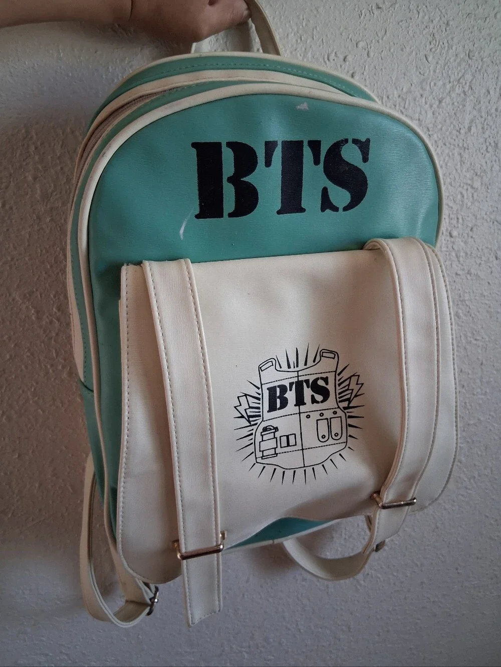 BTS Teal And White Backpack